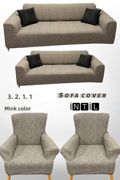 intil Set de huse de canapea jacquard din bumbac elastic elastic, lavabil, 3+...