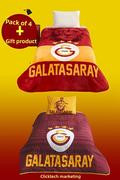 Taç بطانية غلطة سراي + طقم وسائد 4 قطع + منتج هدية