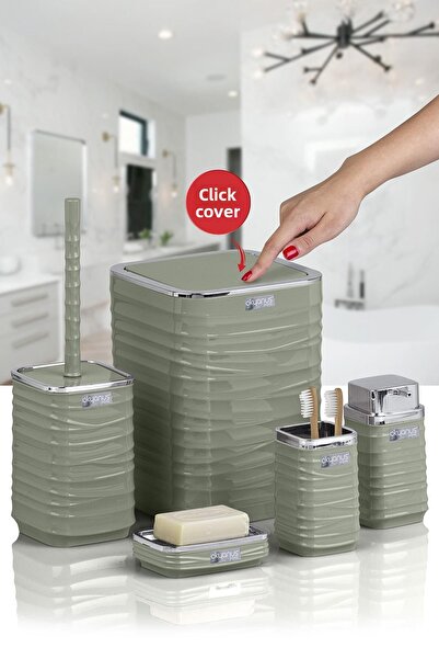 Okyanus Home طقم حمام مربع مكون من 5 قطع من لونا جرين كروم