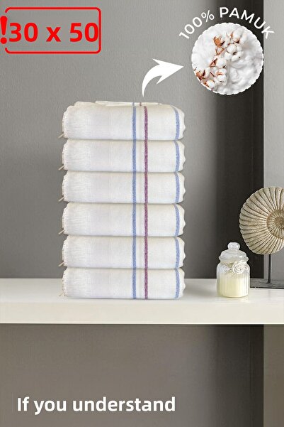 Anılsan 6 قطع مناشف زفاف بيضاء 62 جرام 100% قطن 30x50 سم لليد والوجه