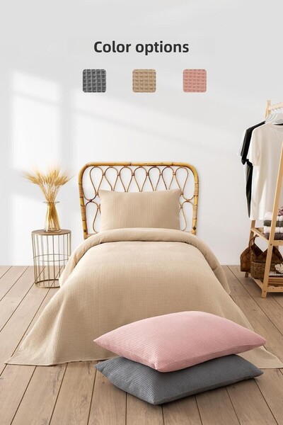 Denizli Concept Beige Colored Single Waffle Pique Set