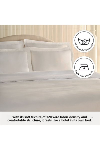 Komfort Home White Collection 120 Thread Count 100% Cotton Percale Double Duvet Cover Set White