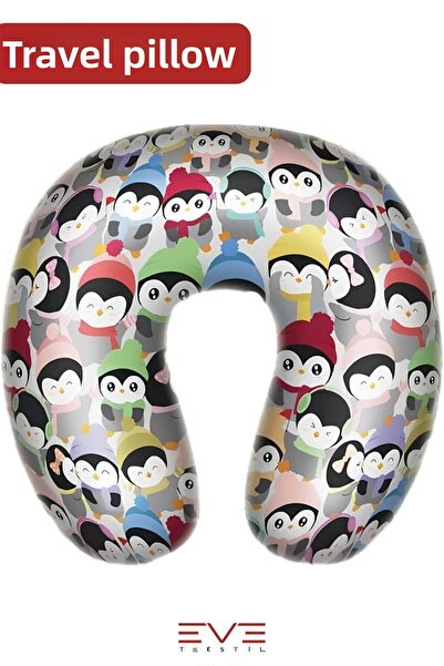 Eve Tekstil Orthopedic Travel Pillow - Visco Neck Support, Hypoallergic Animals Pattern