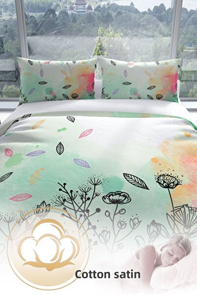 PerlaSera Σετ παπλωματοθήκη Leaves 3d Cotton Satin Διπλό