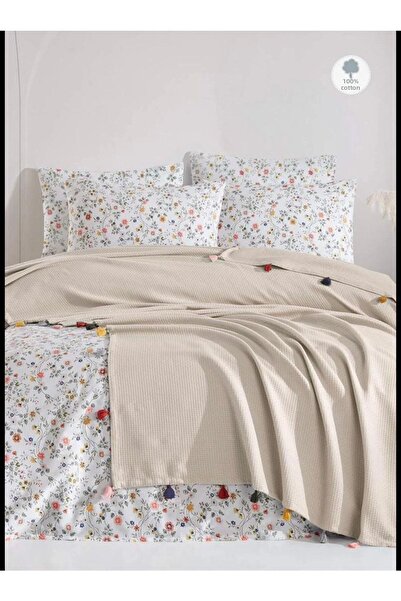 Cem Osmanlı Avm Σετ Ecosse Fiore Διπλό Πικέ με Βαμβακερά Σεντόνια