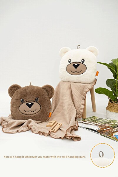 mordesign Morbear Series - Plush Bear Pillow, Cute Embroidered Throw Pillow, Doll Pillow