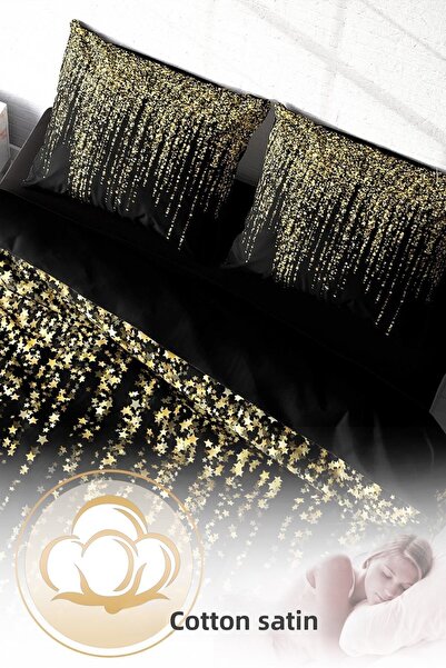 PerlaSera 3D Custom Design - Starry Duvet Cover Set, Tightly Woven Cotton Satin, Double