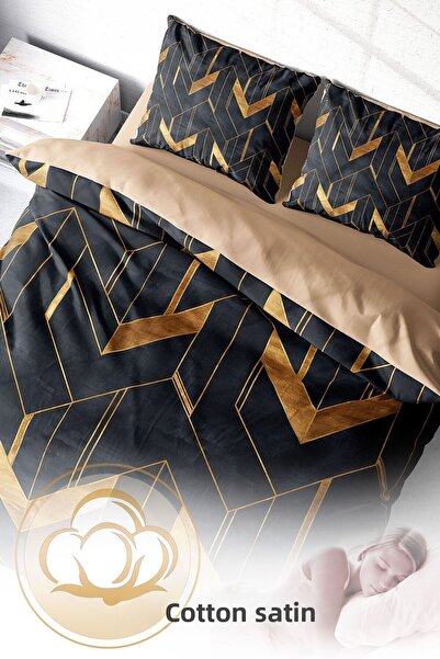 PerlaSera 3D Custom Design - Double Duvet Cover Set, Tightly Woven Cotton Satin, Paper Geometric