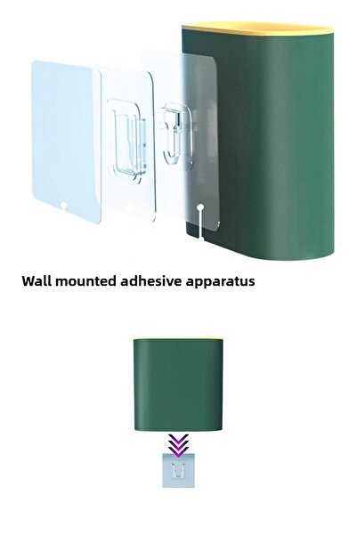 Buffer 3 Pieces Wall Mountable Toilet Brush Set with Lid and Hanging Toilet Bowl with Silicone Head