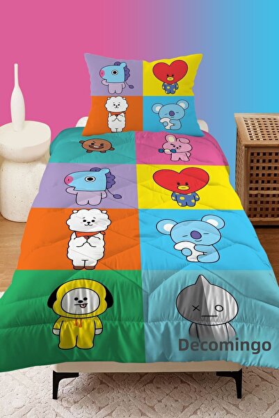 dekomingo BT21 Model Baby and Child Checkered Quilted YorgAN - COLORFUL