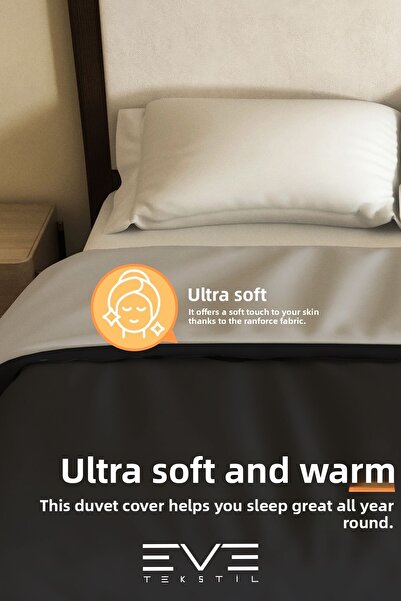 Eve Tekstil Ranforce Double Antiallergic Modern Duvet Cover Double Sided Duvet Cover 200X220 cm