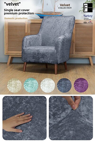 Faiend Velvet Sofa Cover - Elastic Cover, Single Patterned| Sofa Seat cover