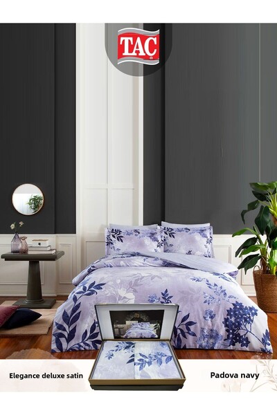 Taç Set de lenjerie de pat dublă din satin PADOVA LACIVERT DELUXE