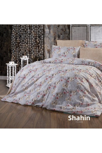 Şahinhome Spiral Flower Double Duvet Cover Set with Elastic Sheets (160x200)