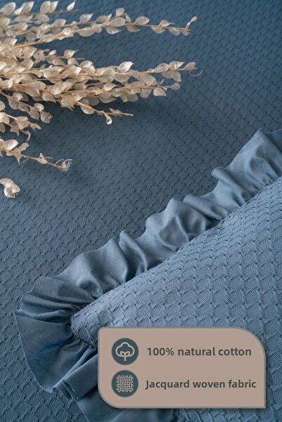 Odamoda Indigo Eva Single Cotton Ruffle Bed Set - Stylish Box and Package