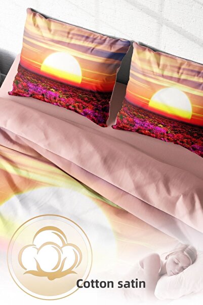 PerlaSera 3D Custom Design Duvet Cover Set - Double, Tightly Woven Cotton Satin, Sunset