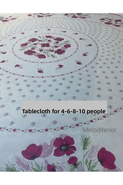 DORA مفرش طاولة مستدير من قماش الخيش PVC مقاس 155 سم، مقاوم للانزلاق، بلون عنابي