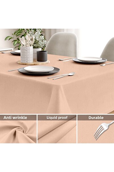 Evim Canvas Light Pink Liquid Proof Stain Resistant Tablecloth