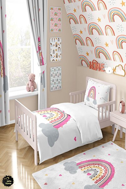 Talia Home طقم غطاء لحاف لغرفة الأطفال بنمط قوس قزح ملون TLAN-025