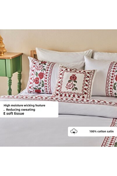 Bella Maison 100% Cotton Satin Jolly Double Duvet Cover Set Red (200X220 cm)