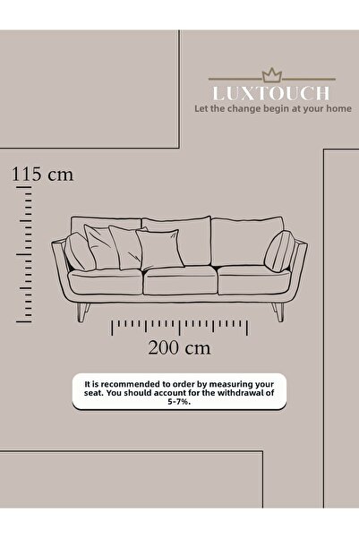 Lux Touch Liva Pompom Mustard 2 Pieces Seat Cover - 115X200 cm Tufted Sofa Divan Sofa Bed Armchair Cover