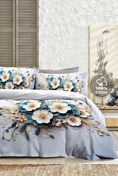 MonoHome 100% Cotton Ranforce Dowry Luxury 5D Digital Double Duvet Cover Set Diamond