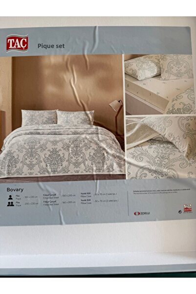 Taç Crown Double Bovary Blue Pique Set