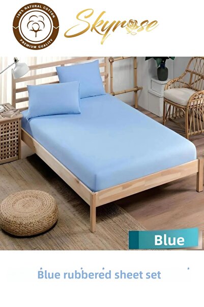 Skyrose طقم ملاءات قطنية 100% مطاطية بحجم كينغ - 180x200+/30 مقاس مفتوح 240x260 سم