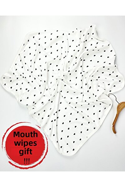 OMY Black Heart Organic 100% Cotton 85X90 cm Single Layer Baby Blanket Baby Carrier & Swaddle