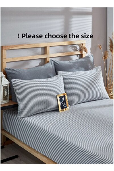 BESTİNA GOLD Elastic Sheet Set Striped Color Cotton dogal natural-pillowcase Single-double-person-battal