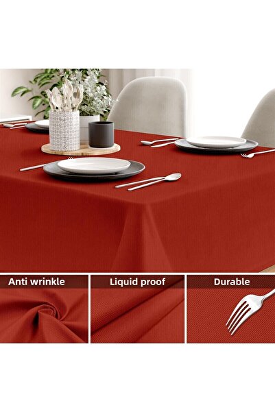 Evim Canvas Red Liquid Proof Stain Resistant Table Cloth