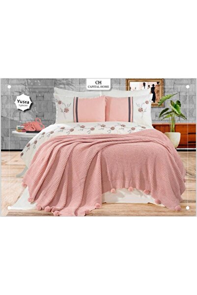 Capital Home 7 Piece Double Knitwear Duvet Cover Set - with Blanket