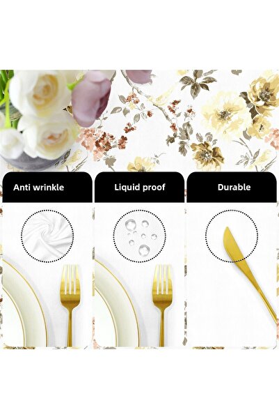 Evim Canvas Spring Light Yellow Liquid Proof Stain Resistant Table Cloth