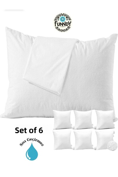 FUNNDY Set de 6 protectoare pentru perne cu fermoar rezistente la lichide, 50...