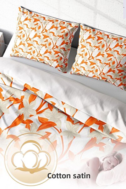 PerlaSera 3D Custom Design - Double Cotton Satin Duvet Cover Set, Orange