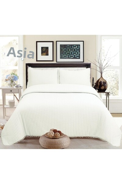 Romans Double Bedspread with Pompom Pillowcase