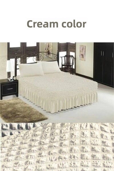 kanway Cuvertură de pat dublă flexibilă - Lavabilă cu fustă, Wrap 160x200 și ...