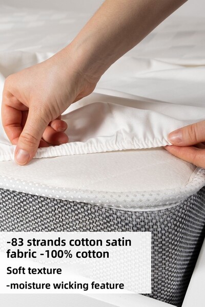 Lilabio 82 Thread 100% Cotton Satin 100X200 Single Fitted Sheet