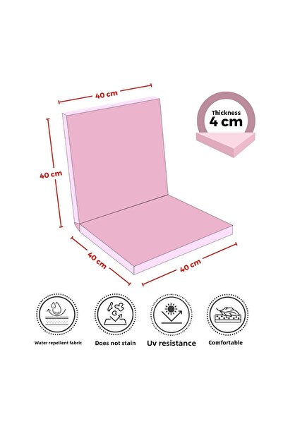 XPERMATE 2-Piece Backrest Chair Cushion with Zipper 40X40 Backrest Chair Cushion Pink