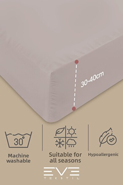 Eve Tekstil 100% Natural Cotton Double Rainforce Fabric Elastic Sheet and Pillowcase Set