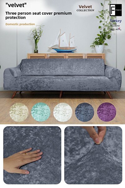 Faiend Velvet 3-Seater Elastic Sofa Cover - Sofa Cover