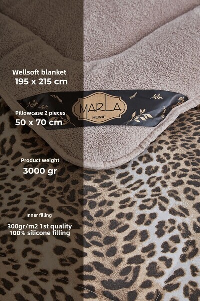 MARLA HOME Leopard Pattern Premium Welsoft Cotton Double Sided Fluffy Double Sleeping Set