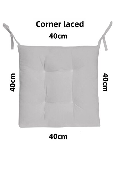 EVA 40x40 Cm Gray Colored Fluffy Chair - Custom Made, Lace Up, Seat and Stool Cushion