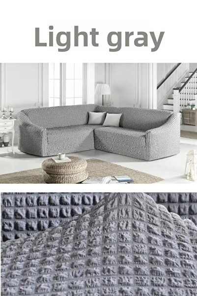 sabirehome Bürümcük L Corner Sofa Cover Without Skirt Stretch Flexible Elasti...