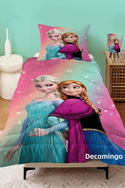 dekomingo Rainbow Elsa Anna Patterned QUILTED KIDS QUILT AND PILLOW CASE