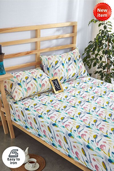 Ricco Lifes طقم ملاءات Lale Dream مزودة بكيس وسادة قطني وبطانية مفردة مزدوجة
