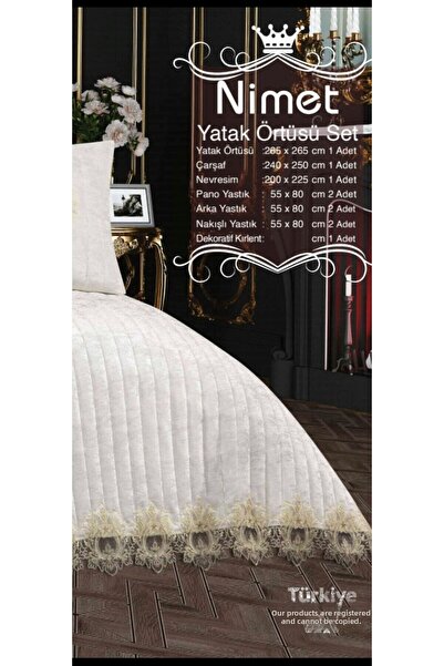 baladı home ev tekstil home collection Double Lace Bedspread - 10 Pieces, King Size Dowry Box