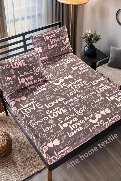 LATTE TEKSTİL Mocha Love Patterned - Cotton Ranforce Fabric Sheet Set (Single/Pair/King Size)