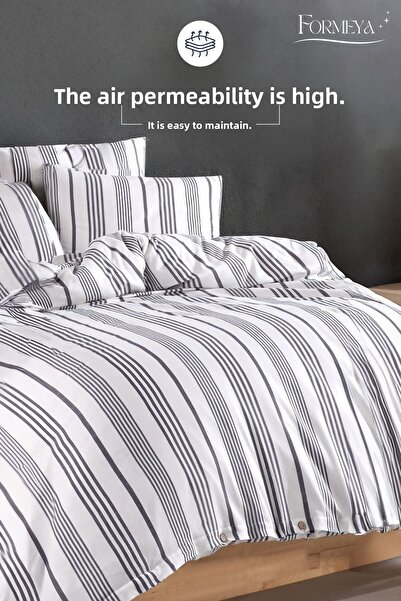 Formeya Pamut fonallal festett egyszemélyes paplanhuzat készlet - gombos és rugalmas (1 párnahuzat)