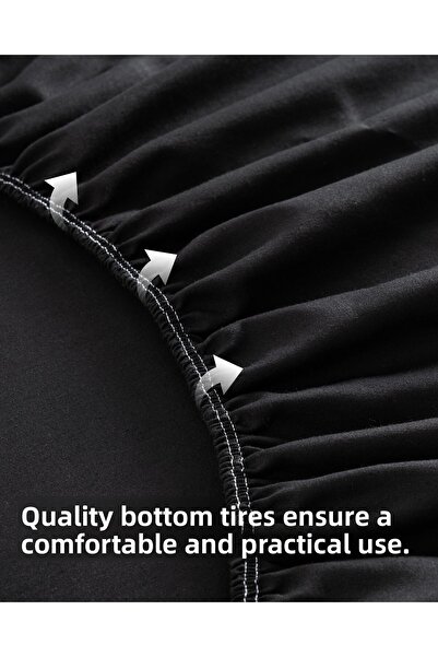 MODELHOME Black Colored Fitted Sheet Set (Cotton Duvet Cover Fabric, Pillow Case) 7 Different Sizes